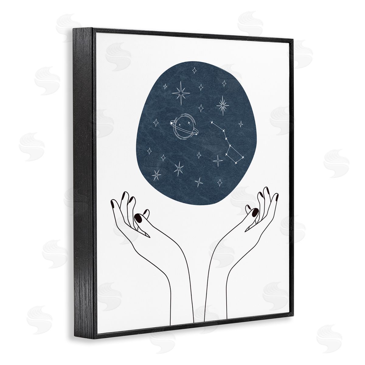 JJ Design House LLC Hands Holding Galaxy Constellations Minimal Blue