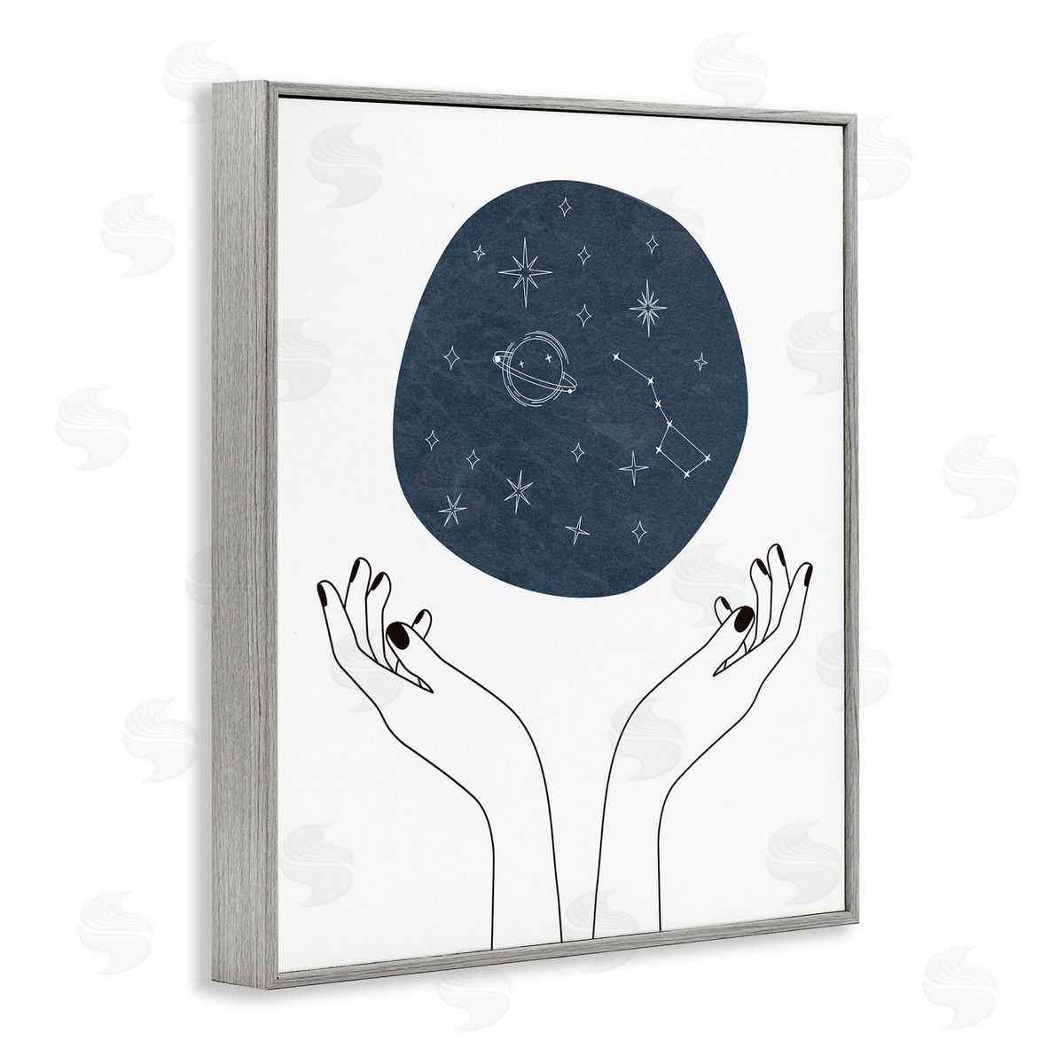 JJ Design House LLC Hands Holding Galaxy Constellations Minimal Blue