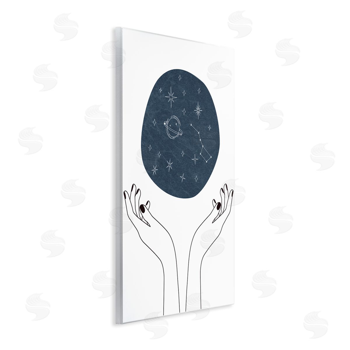JJ Design House LLC Hands Holding Galaxy Constellations Minimal Blue
