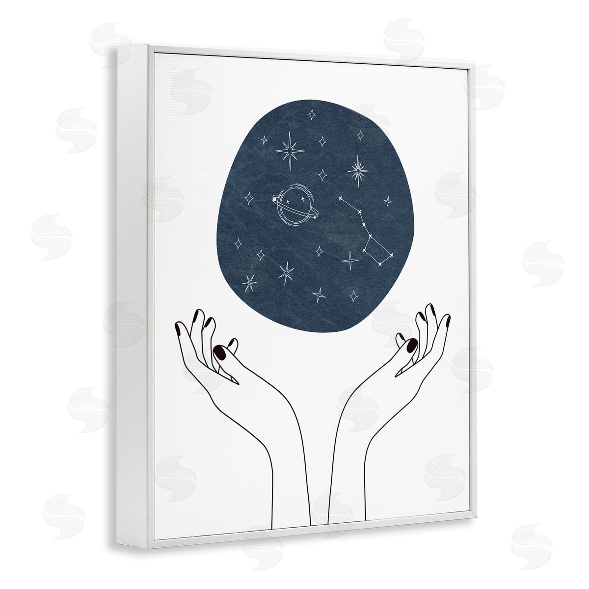 JJ Design House LLC Hands Holding Galaxy Constellations Minimal Blue
