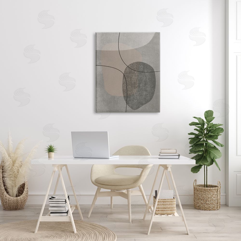 JJ Design House LLC Grey Pebble Like Shapes with Abstract Pattern