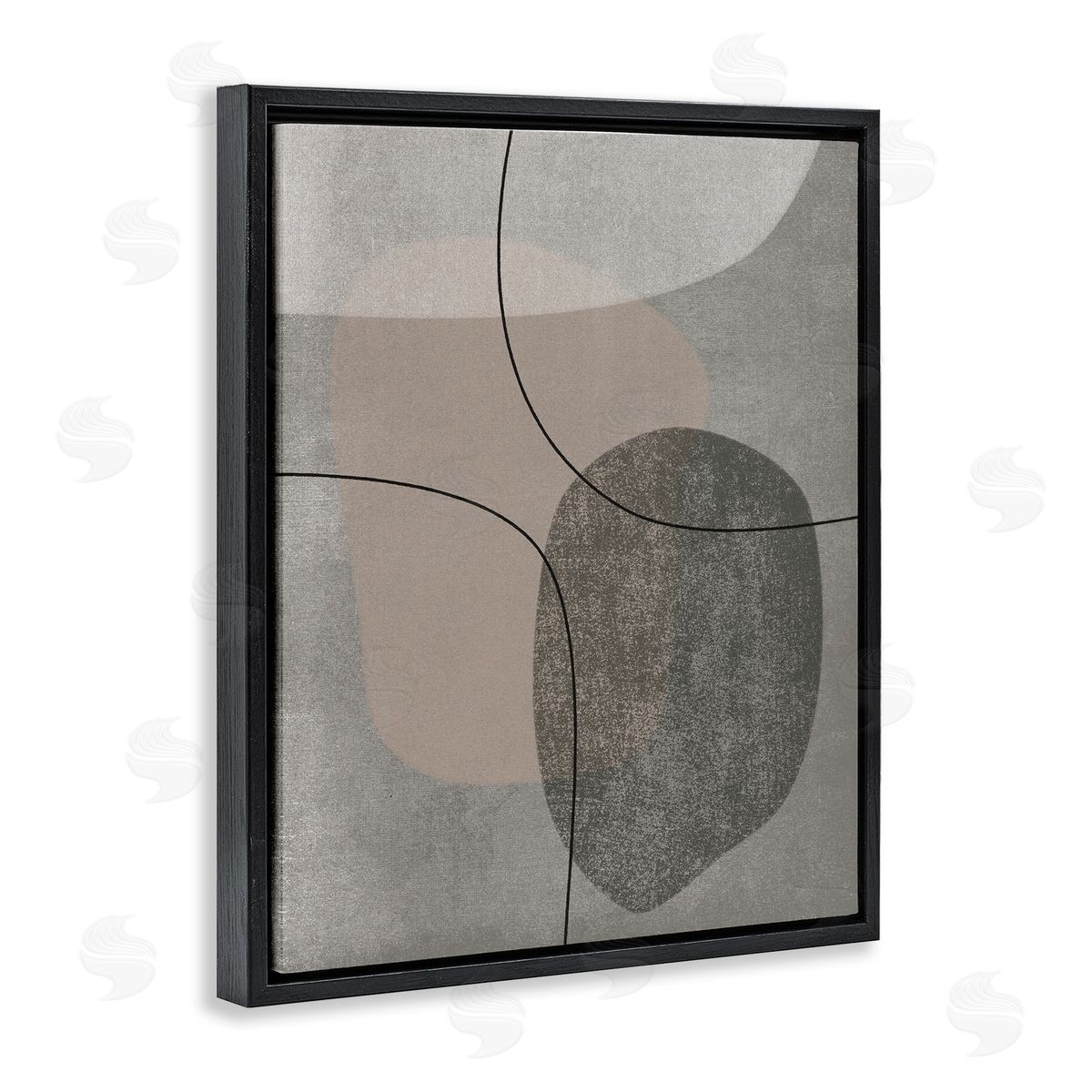 JJ Design House LLC Grey Pebble Like Shapes with Abstract Pattern