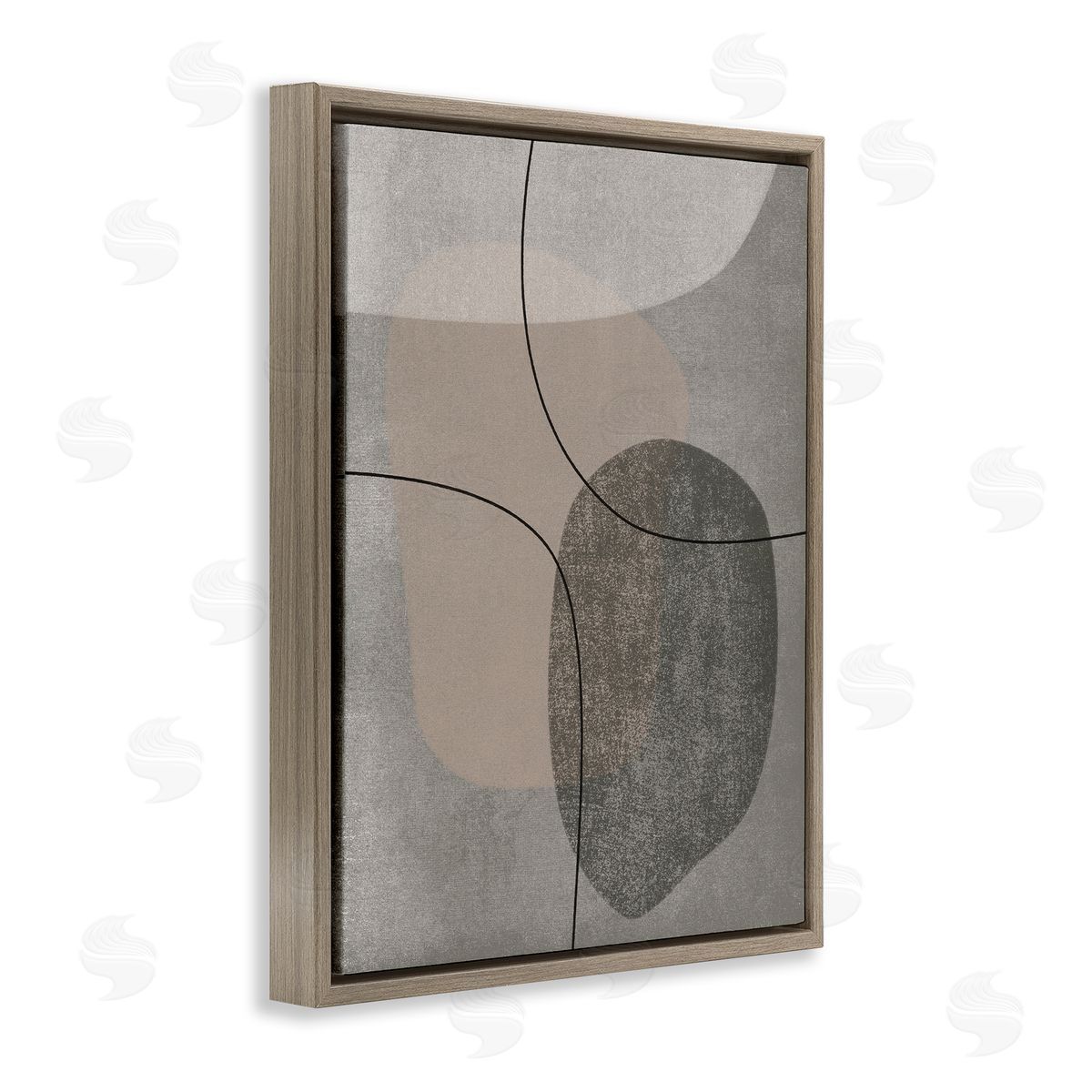 JJ Design House LLC Grey Pebble Like Shapes with Abstract Pattern