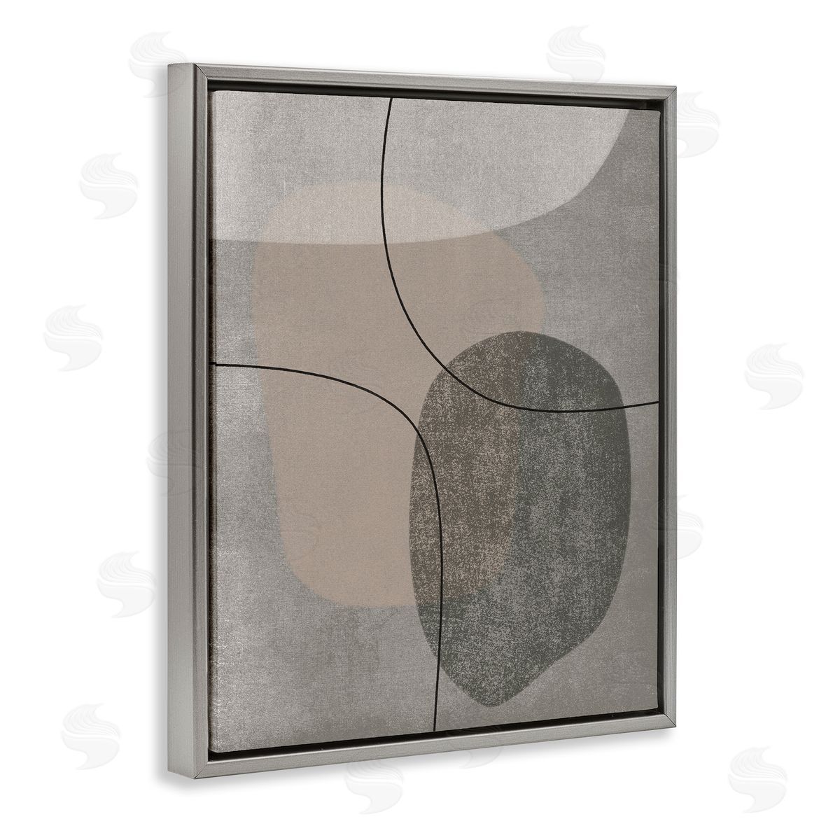 JJ Design House LLC Grey Pebble Like Shapes with Abstract Pattern