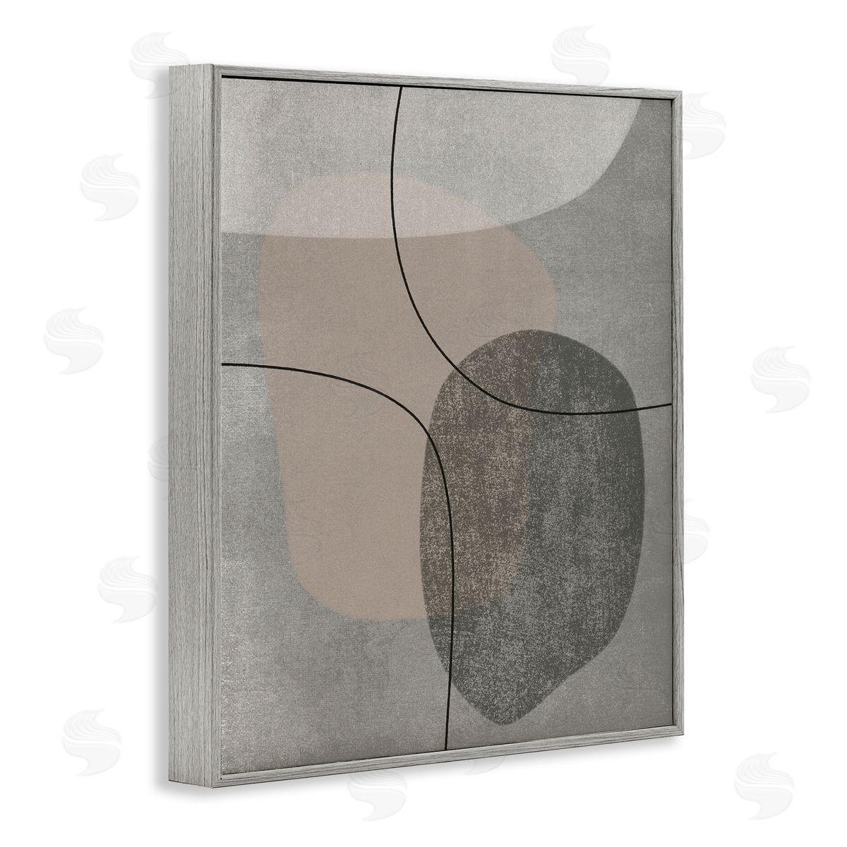 JJ Design House LLC Grey Pebble Like Shapes with Abstract Pattern