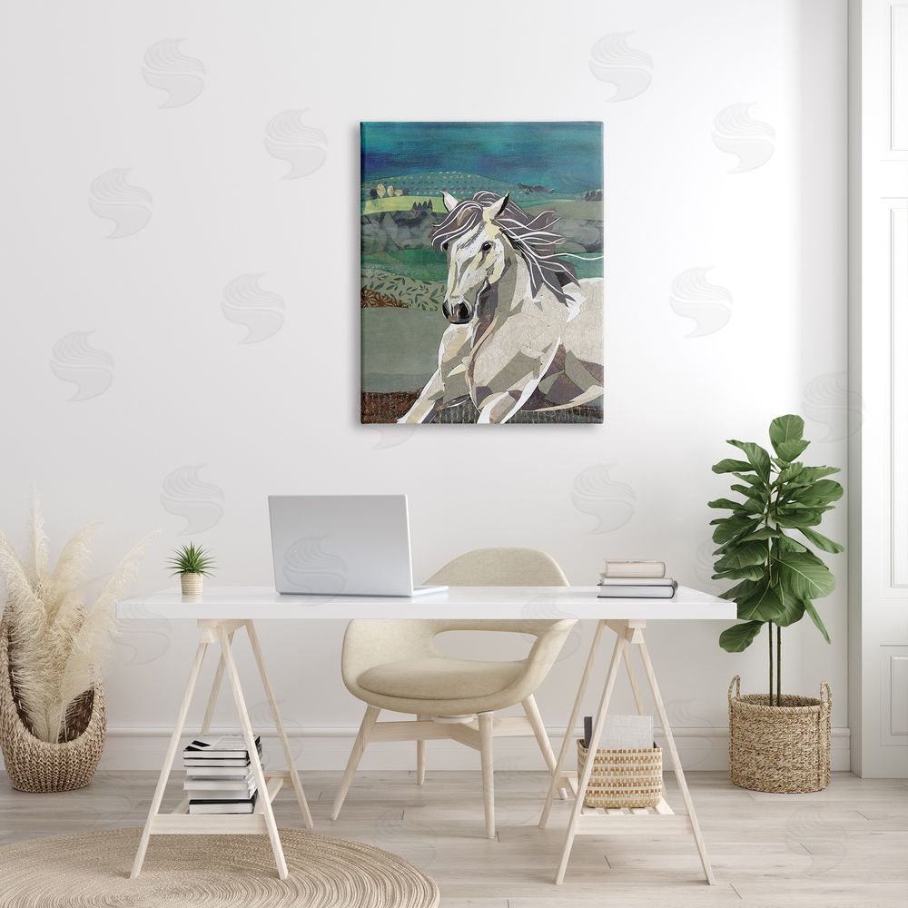 Jenny McGee Horse Geometric Shape Collage Wild Animal Running