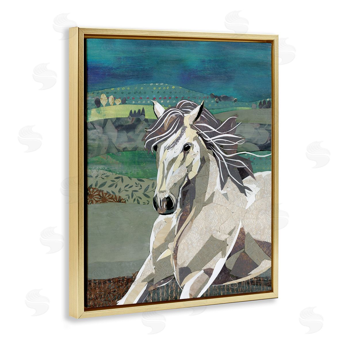 Jenny McGee Horse Geometric Shape Collage Wild Animal Running