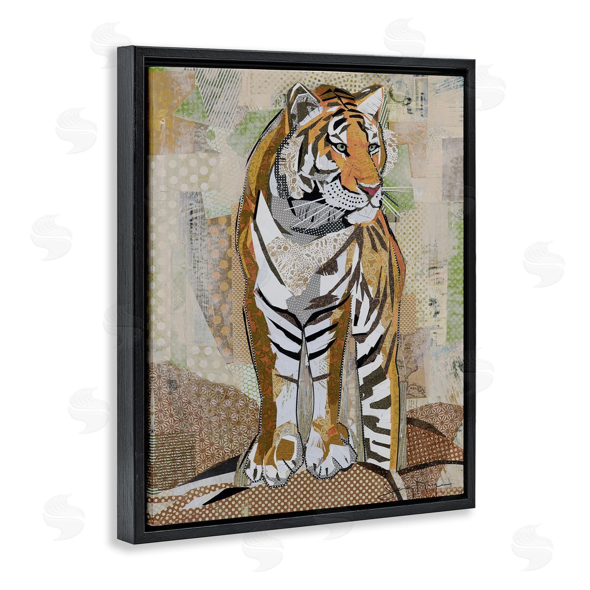 Jenny McGee Tiger Gazing Abstract Shape Collage Orange Brown
