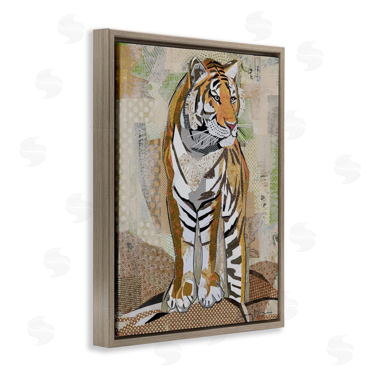Jenny McGee Tiger Gazing Abstract Shape Collage Orange Brown