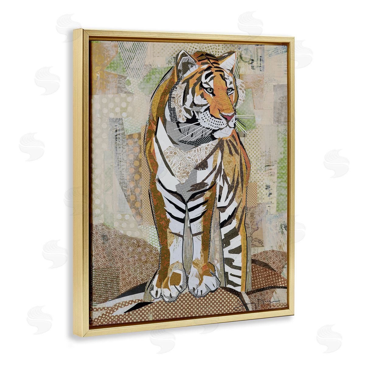 Jenny McGee Tiger Gazing Abstract Shape Collage Orange Brown