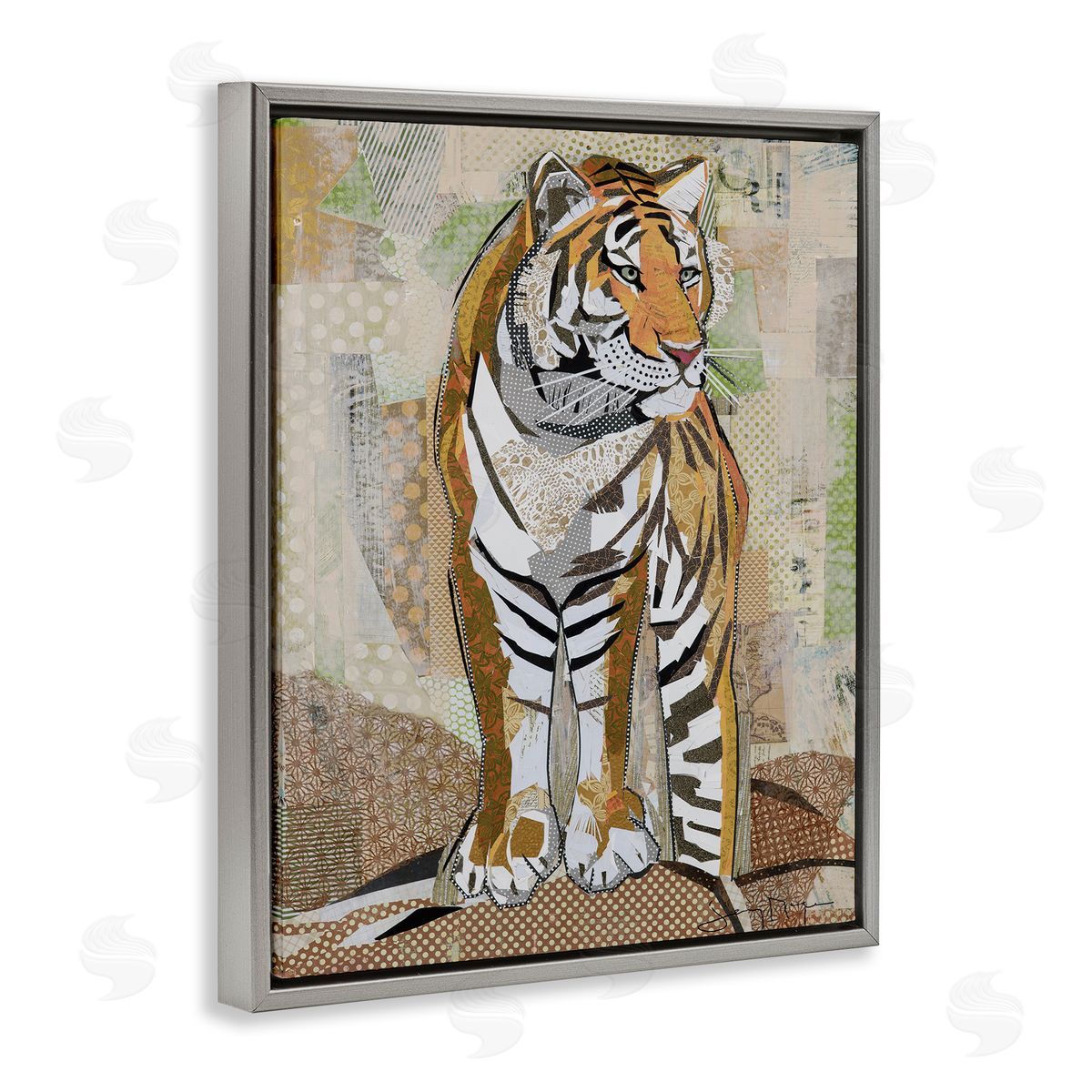 Jenny McGee Tiger Gazing Abstract Shape Collage Orange Brown