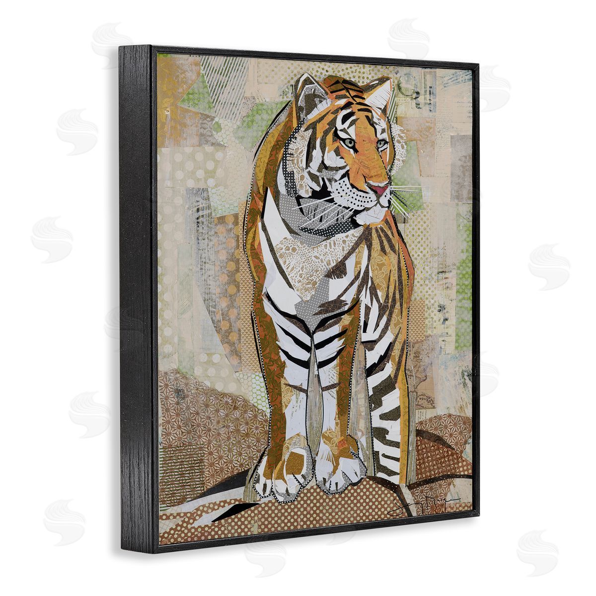 Jenny McGee Tiger Gazing Abstract Shape Collage Orange Brown
