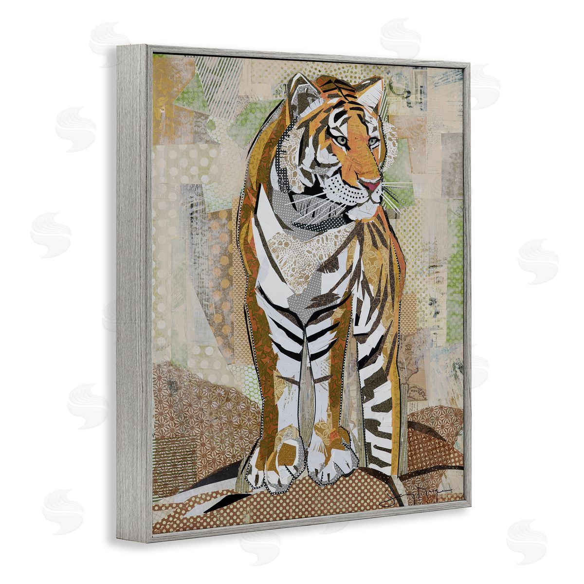 Jenny McGee Tiger Gazing Abstract Shape Collage Orange Brown