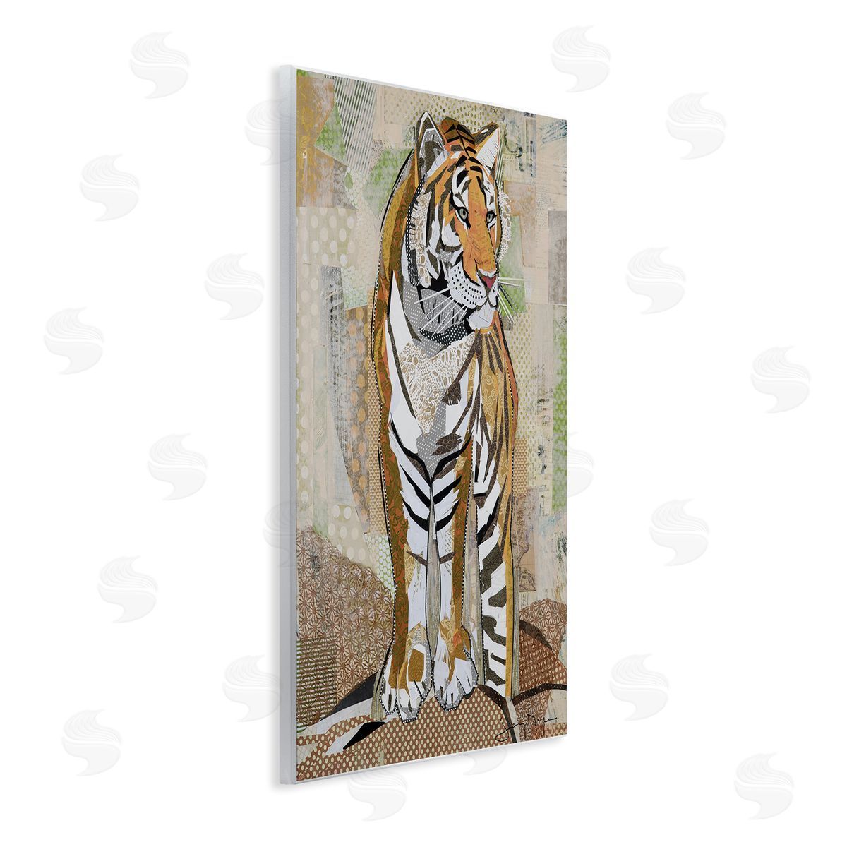 Jenny McGee Tiger Gazing Abstract Shape Collage Orange Brown