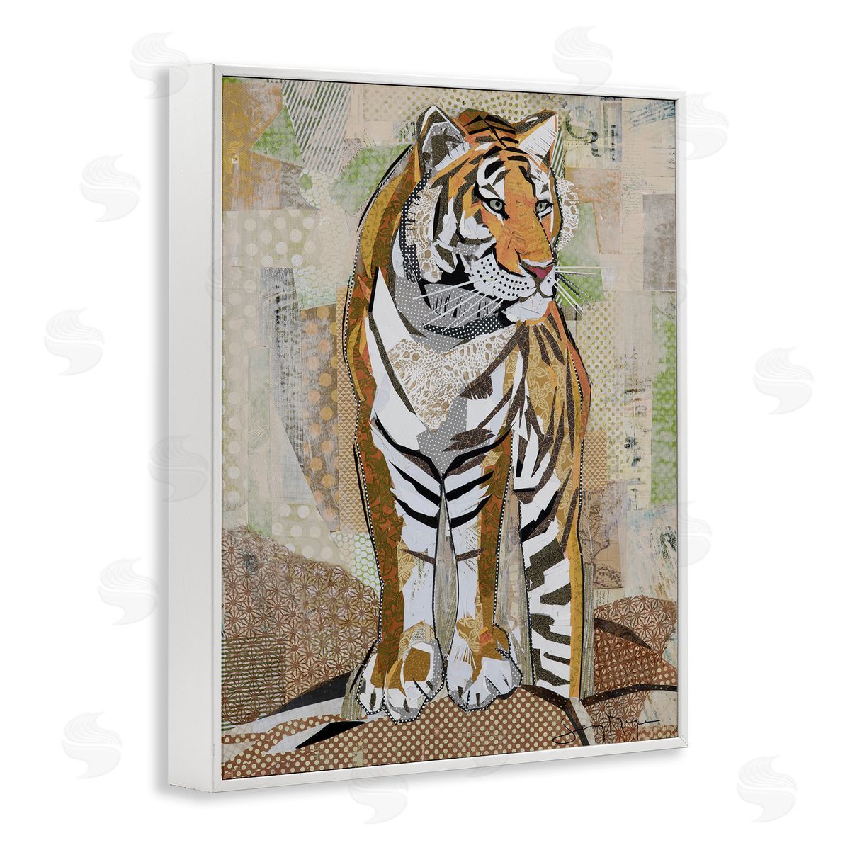 Jenny McGee Tiger Gazing Abstract Shape Collage Orange Brown