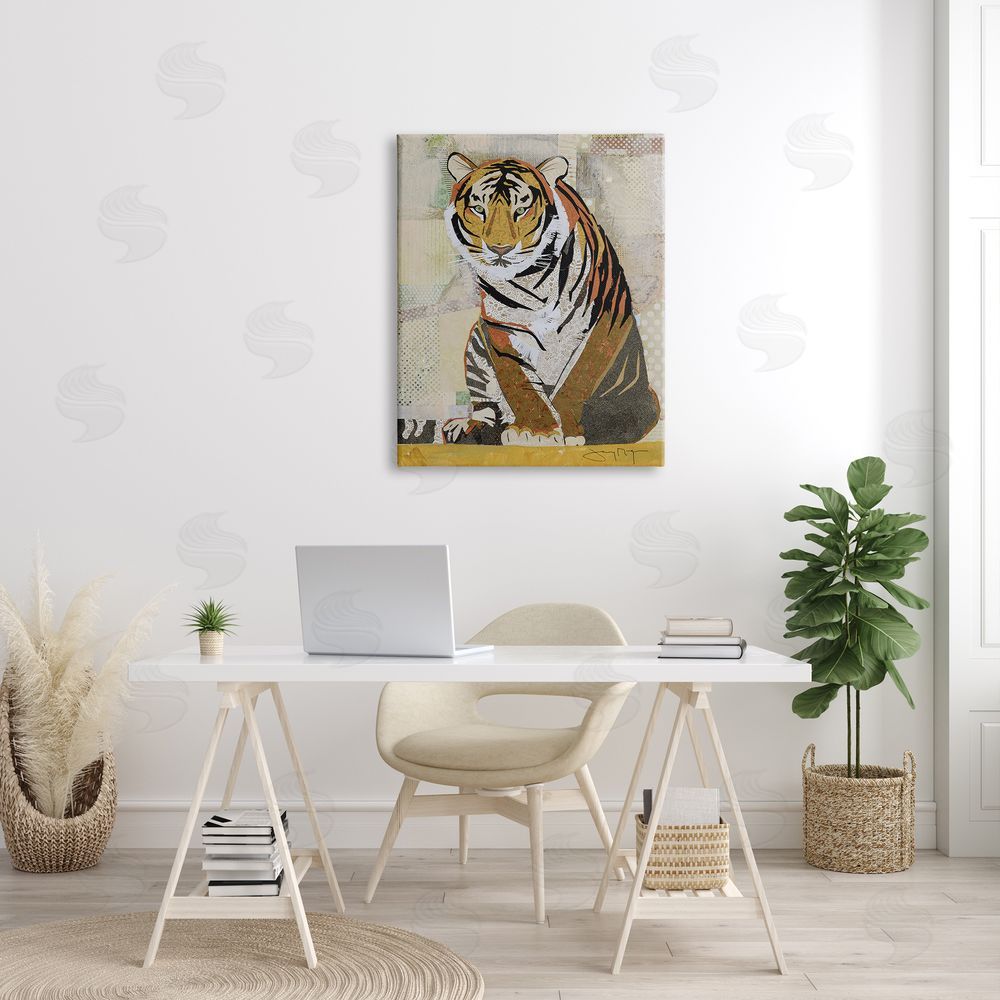 Jenny McGee Resting Jungle Tiger over Abstract Patterns