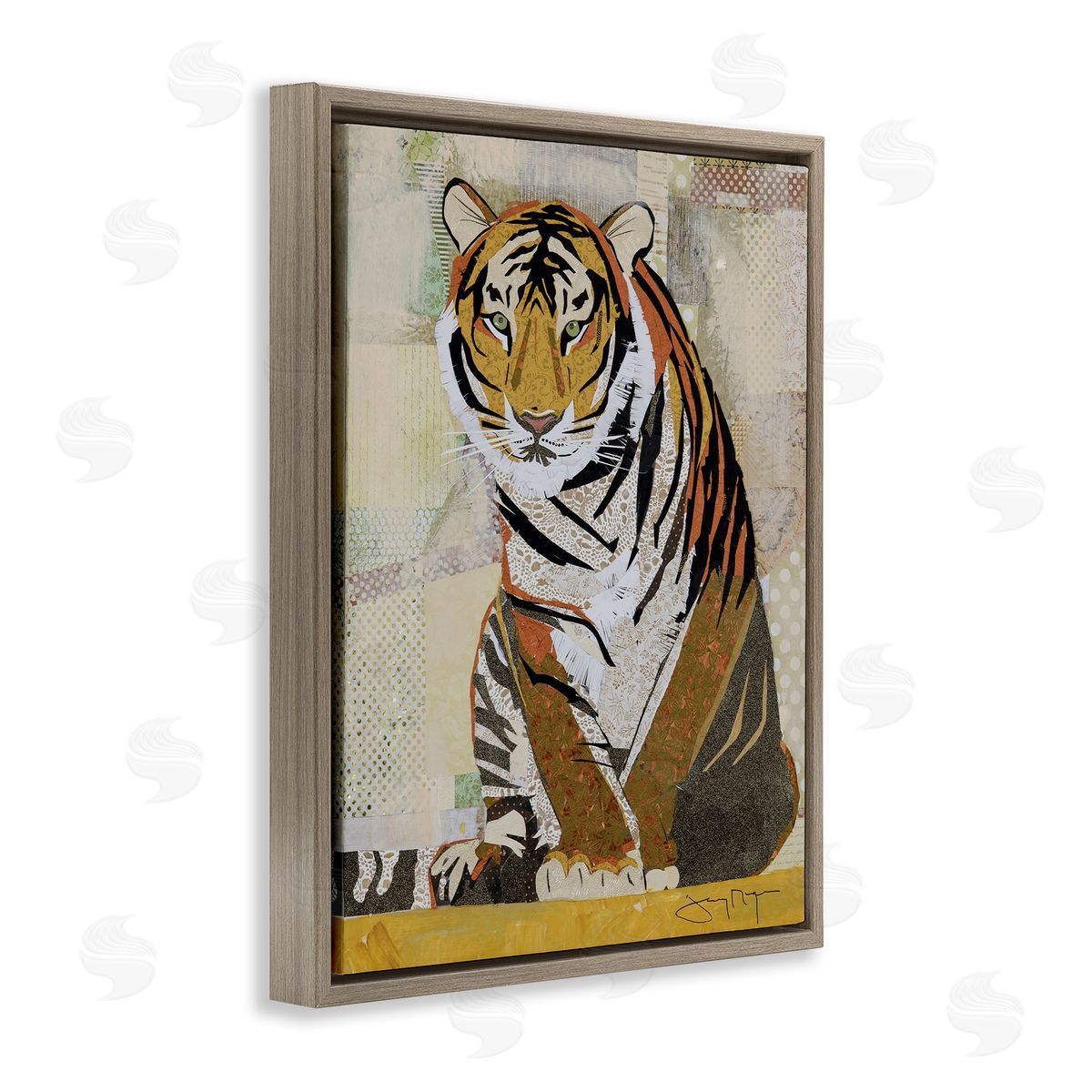Jenny McGee Resting Jungle Tiger over Abstract Patterns