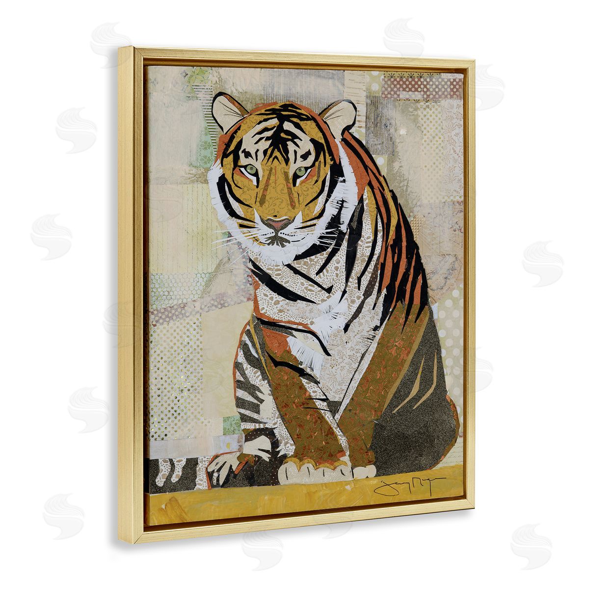 Jenny McGee Resting Jungle Tiger over Abstract Patterns