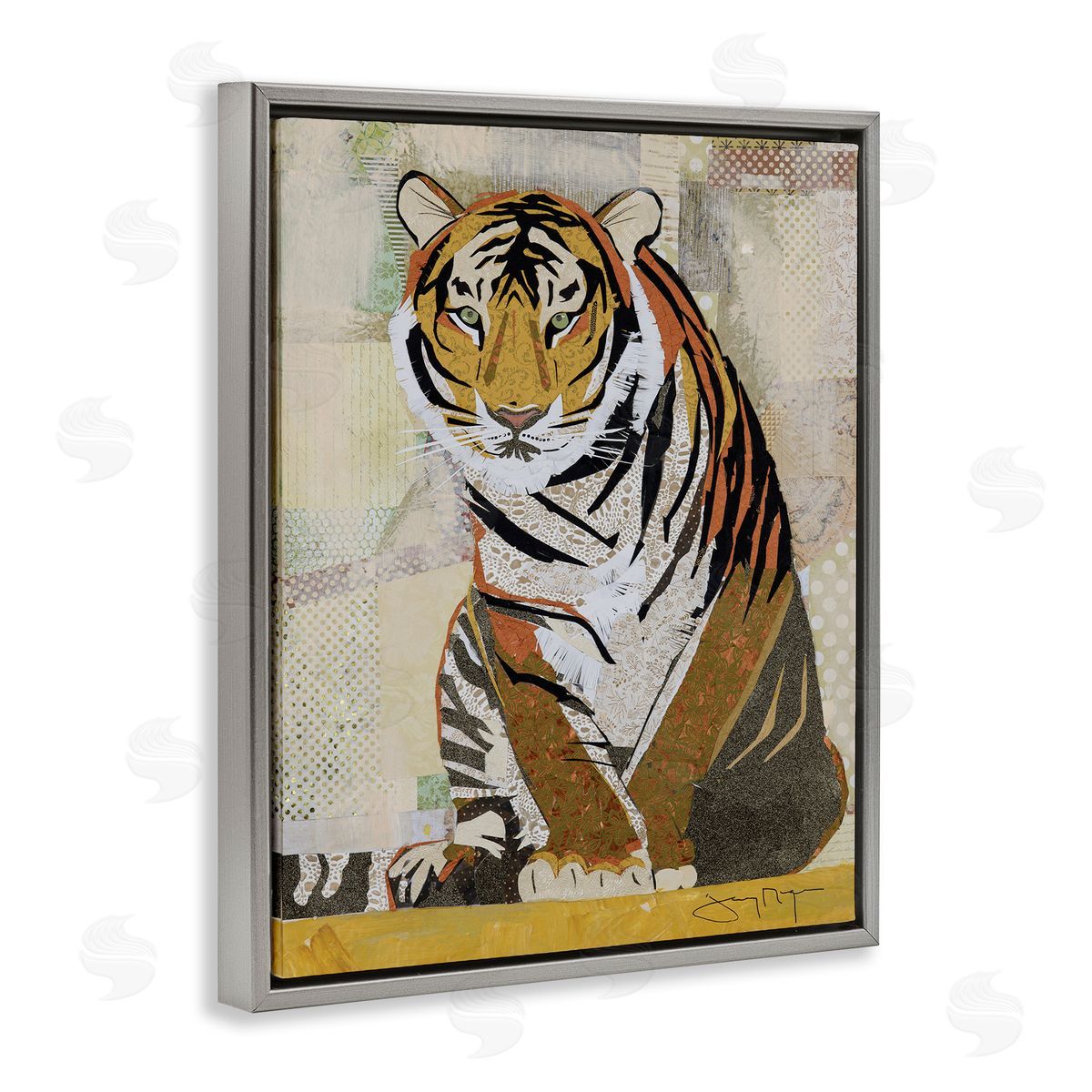Jenny McGee Resting Jungle Tiger over Abstract Patterns