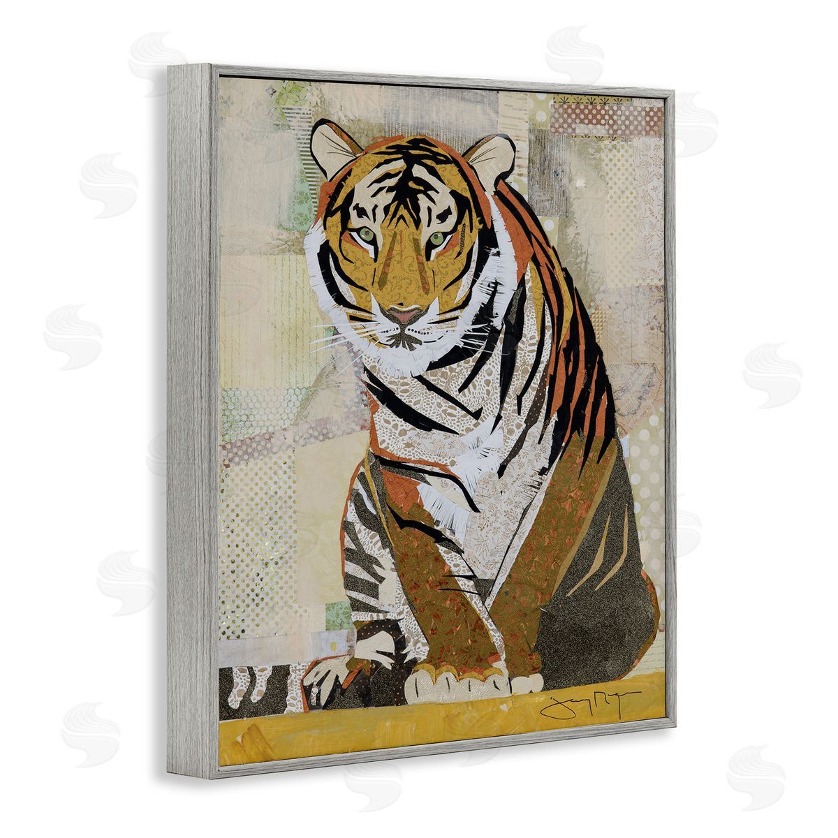 Jenny McGee Resting Jungle Tiger over Abstract Patterns