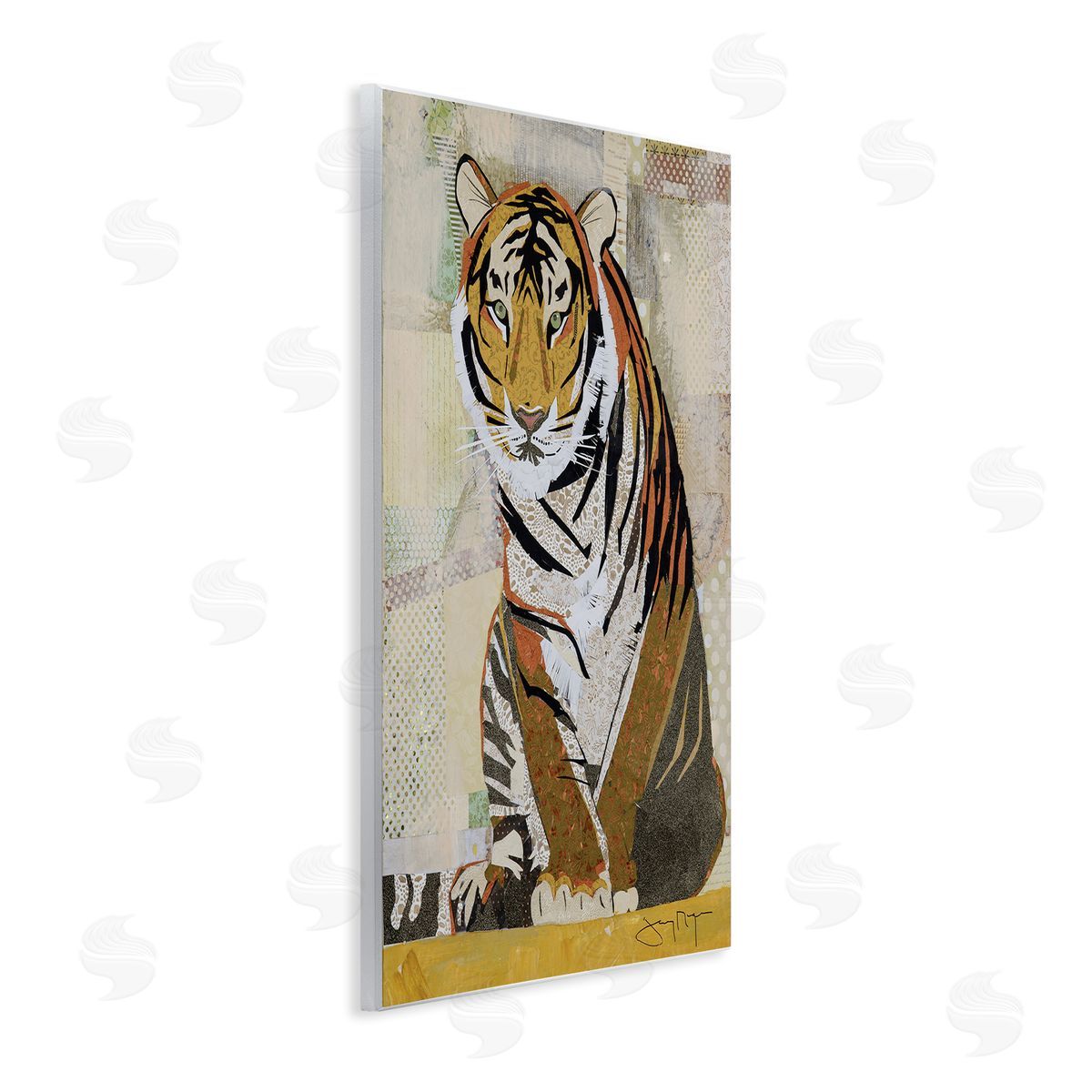 Jenny McGee Resting Jungle Tiger over Abstract Patterns