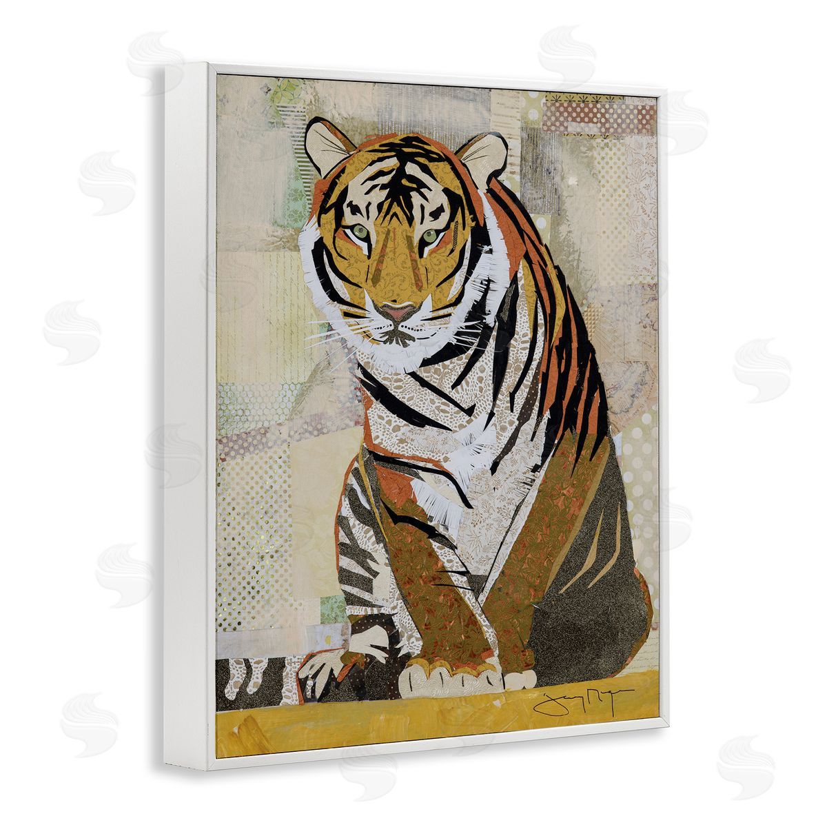 Jenny McGee Resting Jungle Tiger over Abstract Patterns