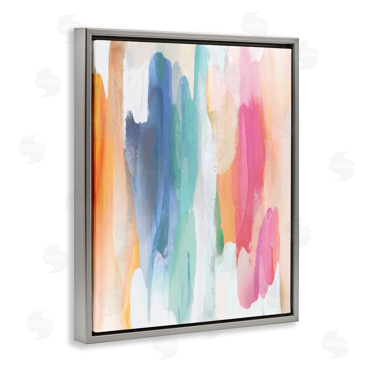 Jackie Hanson Faded Rainbow Tones Layered Shape Abstraction