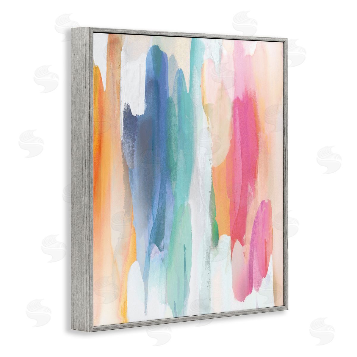 Jackie Hanson Faded Rainbow Tones Layered Shape Abstraction