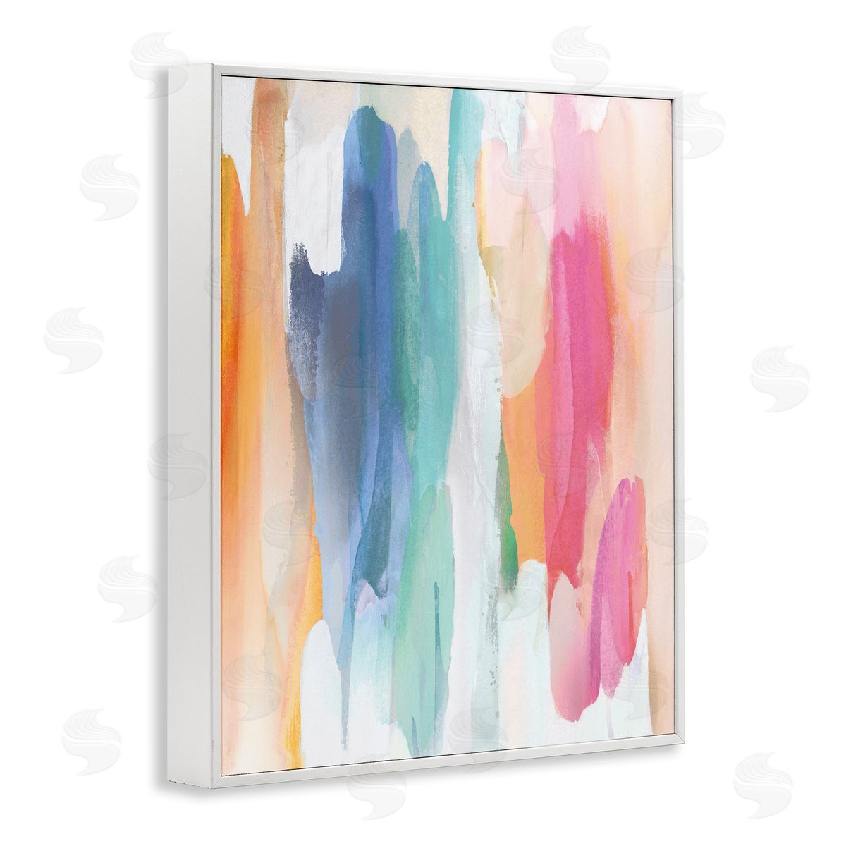 Jackie Hanson Faded Rainbow Tones Layered Shape Abstraction