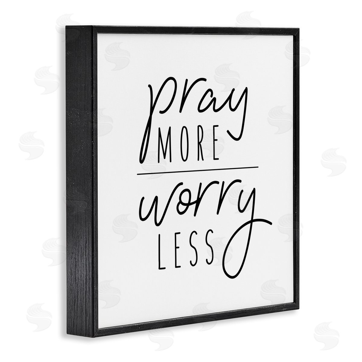 Jessica Mundo Pray More Worry Less Sentiment Minimal Black White Black Framed Glicee Wall Art Print