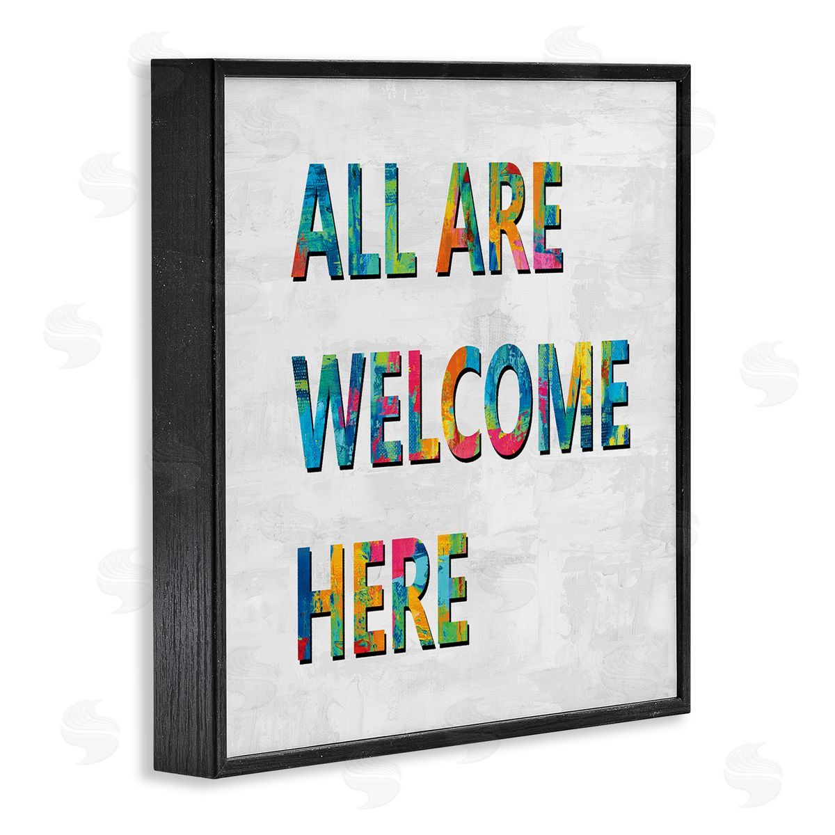 Jamie MacDowell All Are Welcome Here Phrase Fun Bold Typography Black Framed Glicee Wall Art Print