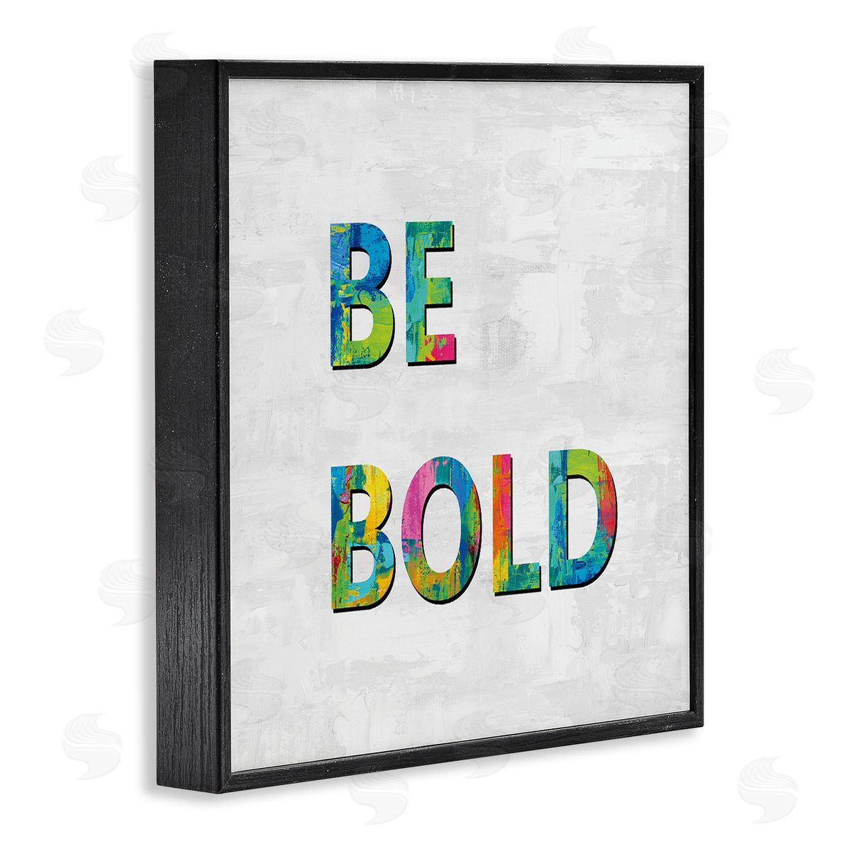 Jamie MacDowell Be Bold Sentiment Abstract Rainbow Typography Blue Green Black Framed Glicee Wall Art Print