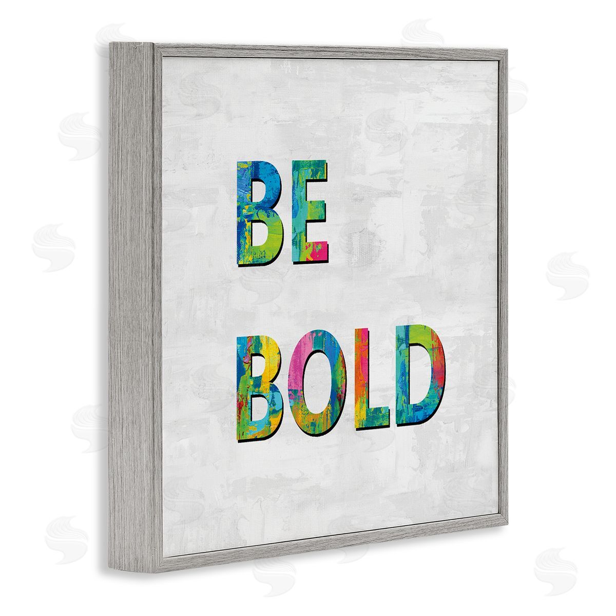 Jamie MacDowell Be Bold Sentiment Abstract Rainbow Typography Blue Green Gray Framed Glicee Wall Art Print