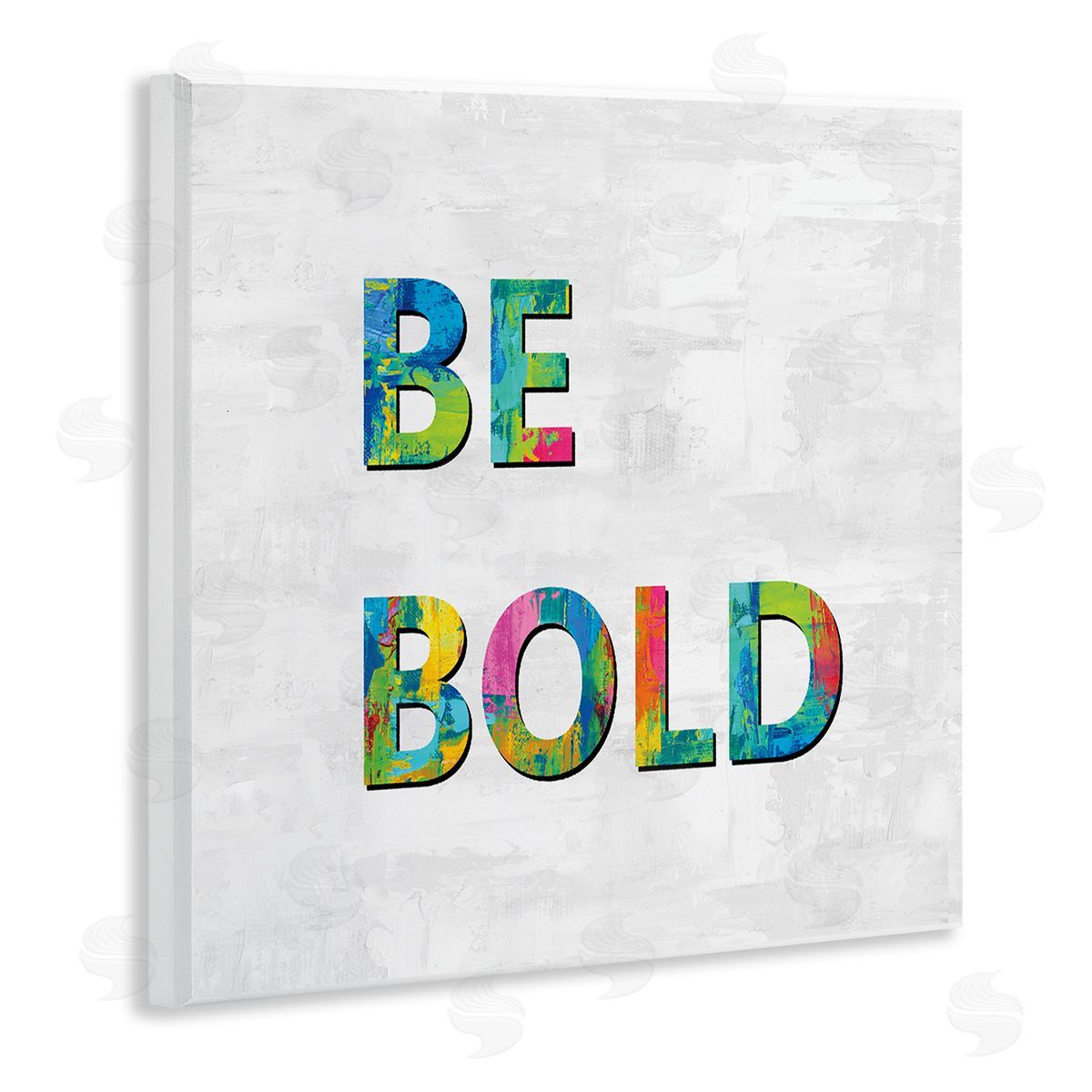 Jamie MacDowell Be Bold Sentiment Abstract Rainbow Typography Blue Green Wooden Wall Plaque Art Print