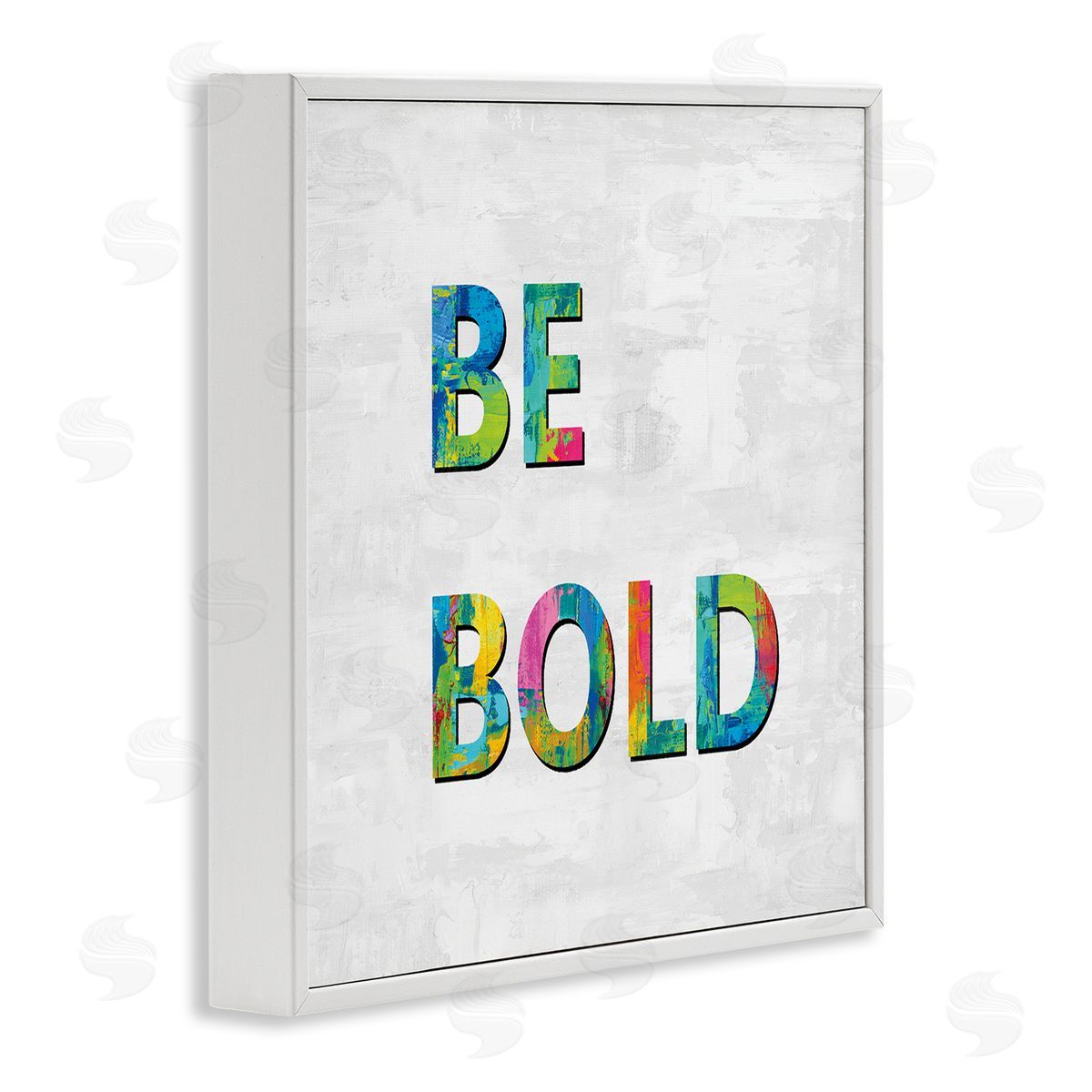 Jamie MacDowell Be Bold Sentiment Abstract Rainbow Typography Blue Green White Framed Glicee Wall Art Print