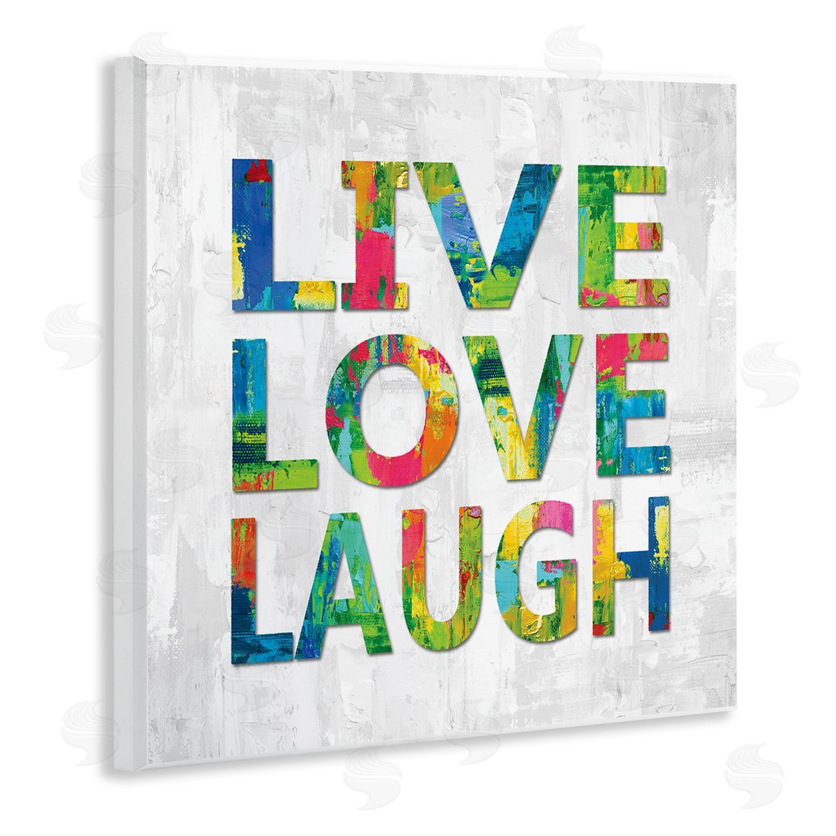 Jamie MacDowell Live Love Laugh Sentiment Bold Abstract Paint Typography Wooden Wall Plaque Art Print