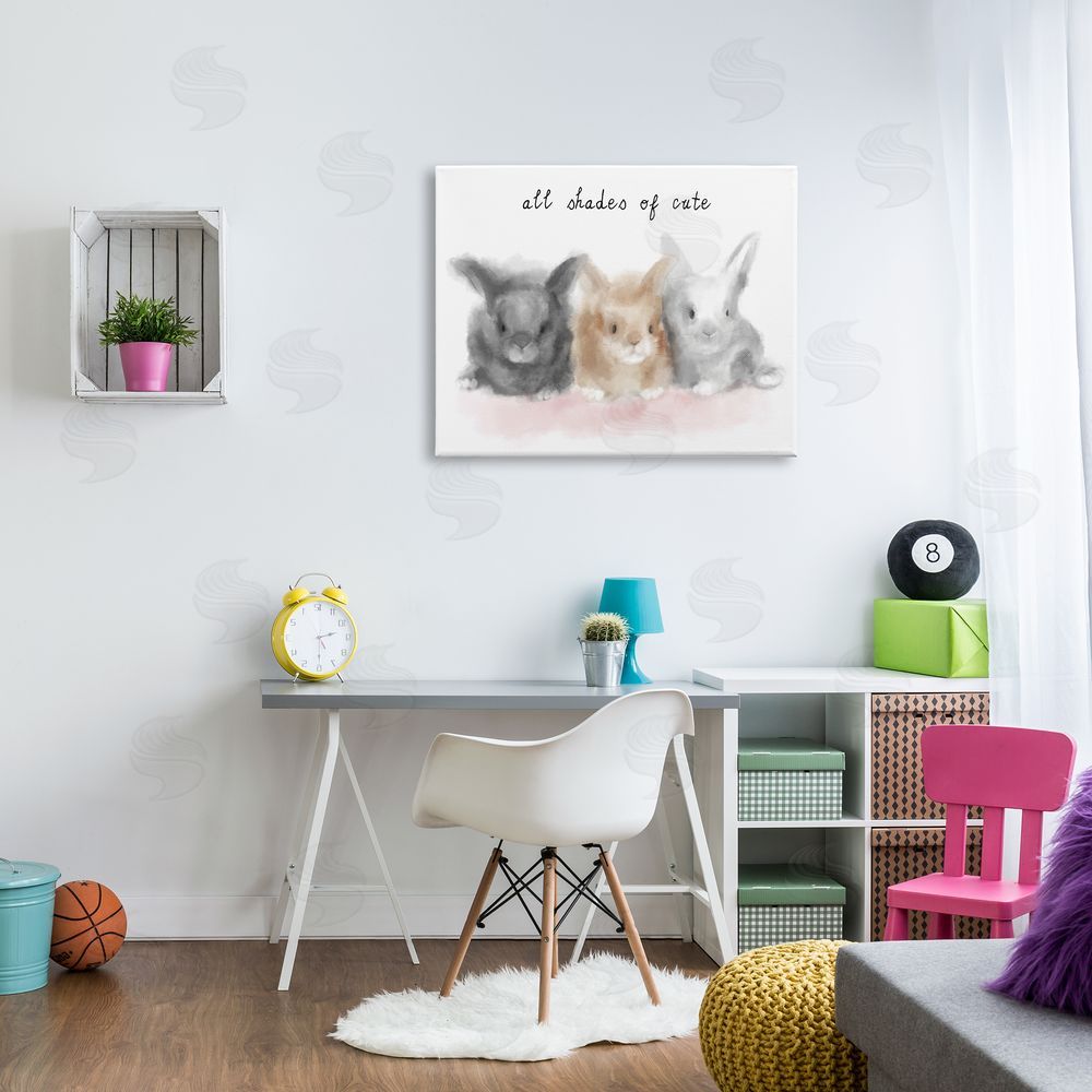Stupell Studio All Shades of Cute Phrase Three Baby Bunnies