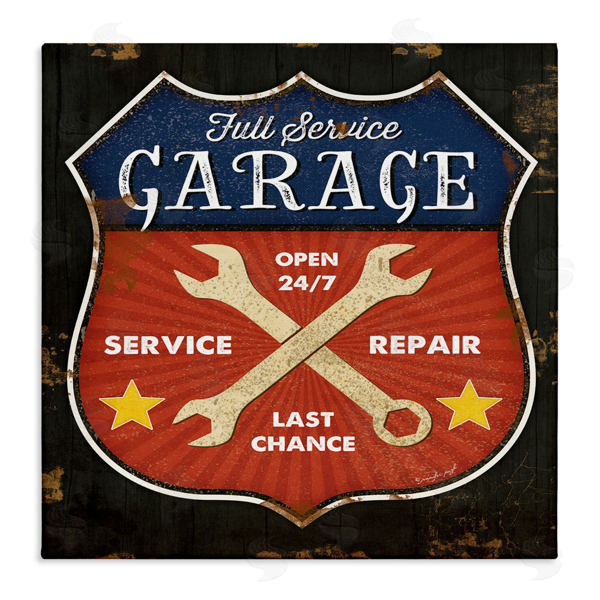 Jennifer Pugh Full Service Garage Sign Rustic Americana Highway Symbol