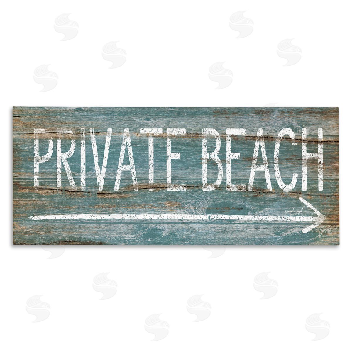 Jennifer Pugh Rustic Distressed Private Beach Sign Right Arrow Direction