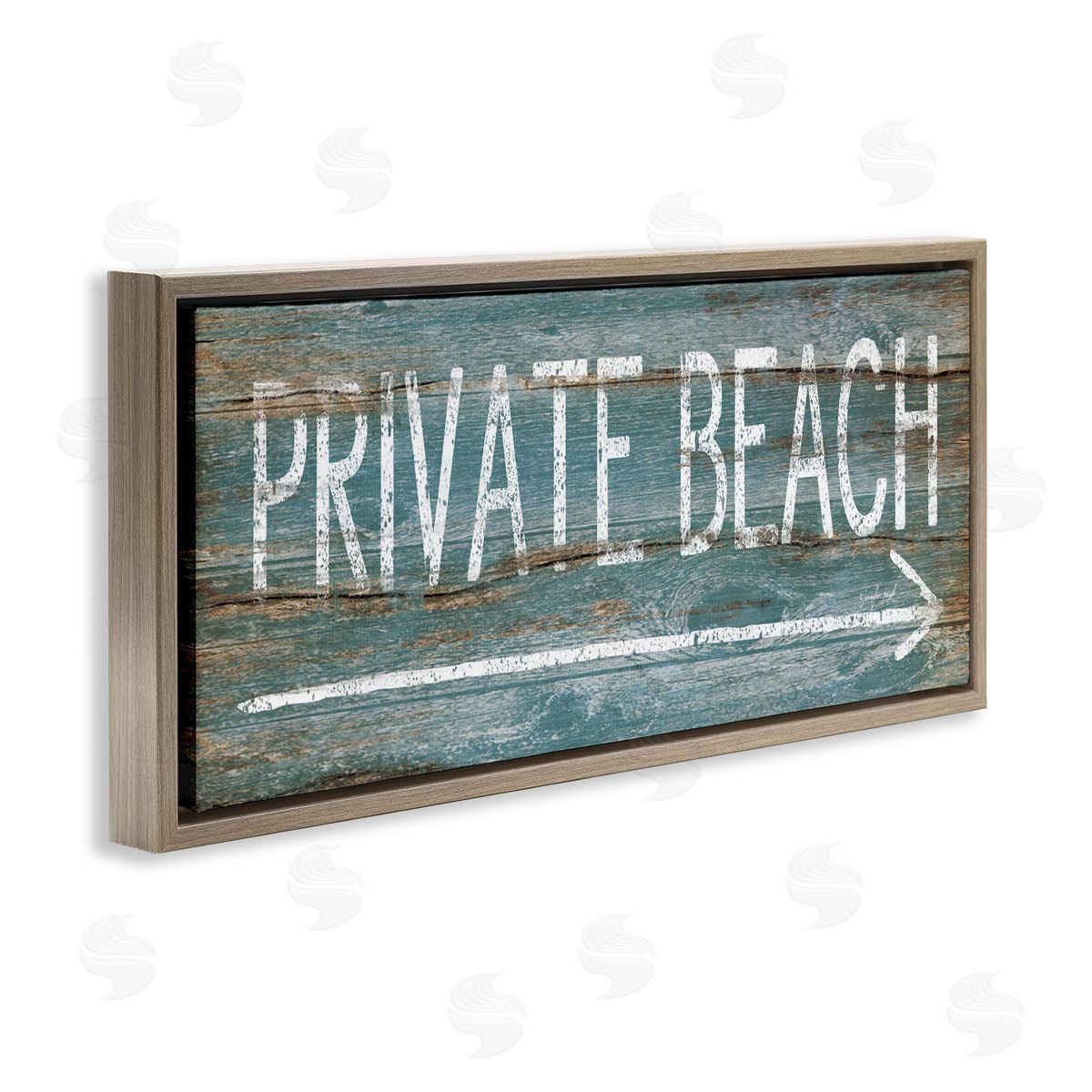 Jennifer Pugh Rustic Distressed Private Beach Sign Right Arrow Direction