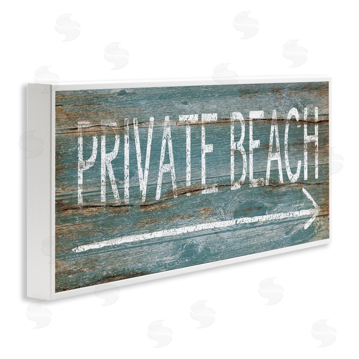 Jennifer Pugh Rustic Distressed Private Beach Sign Right Arrow Direction
