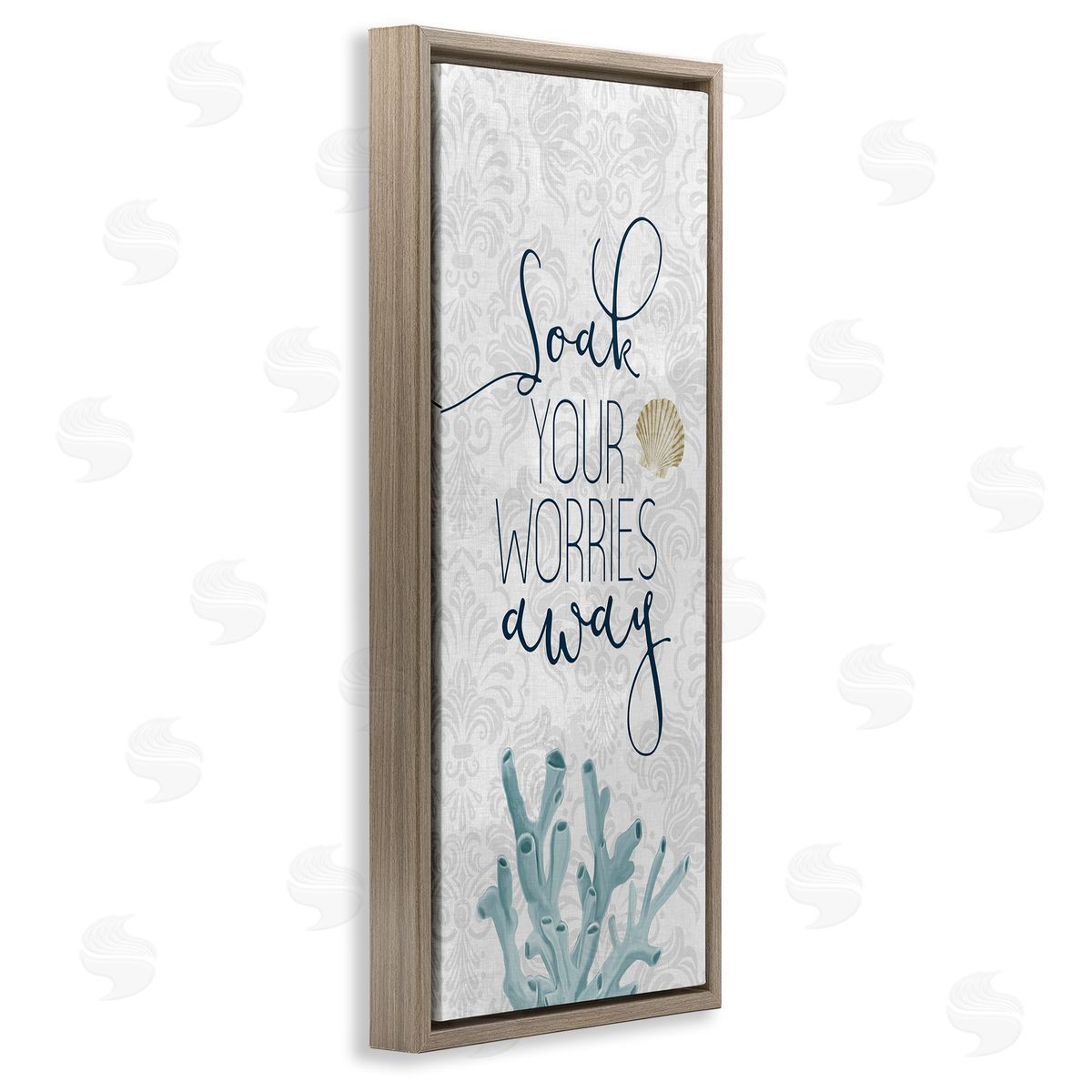 Kim Allen Soak Your Worries Away Phrase Blue Coral Bathroom Shell