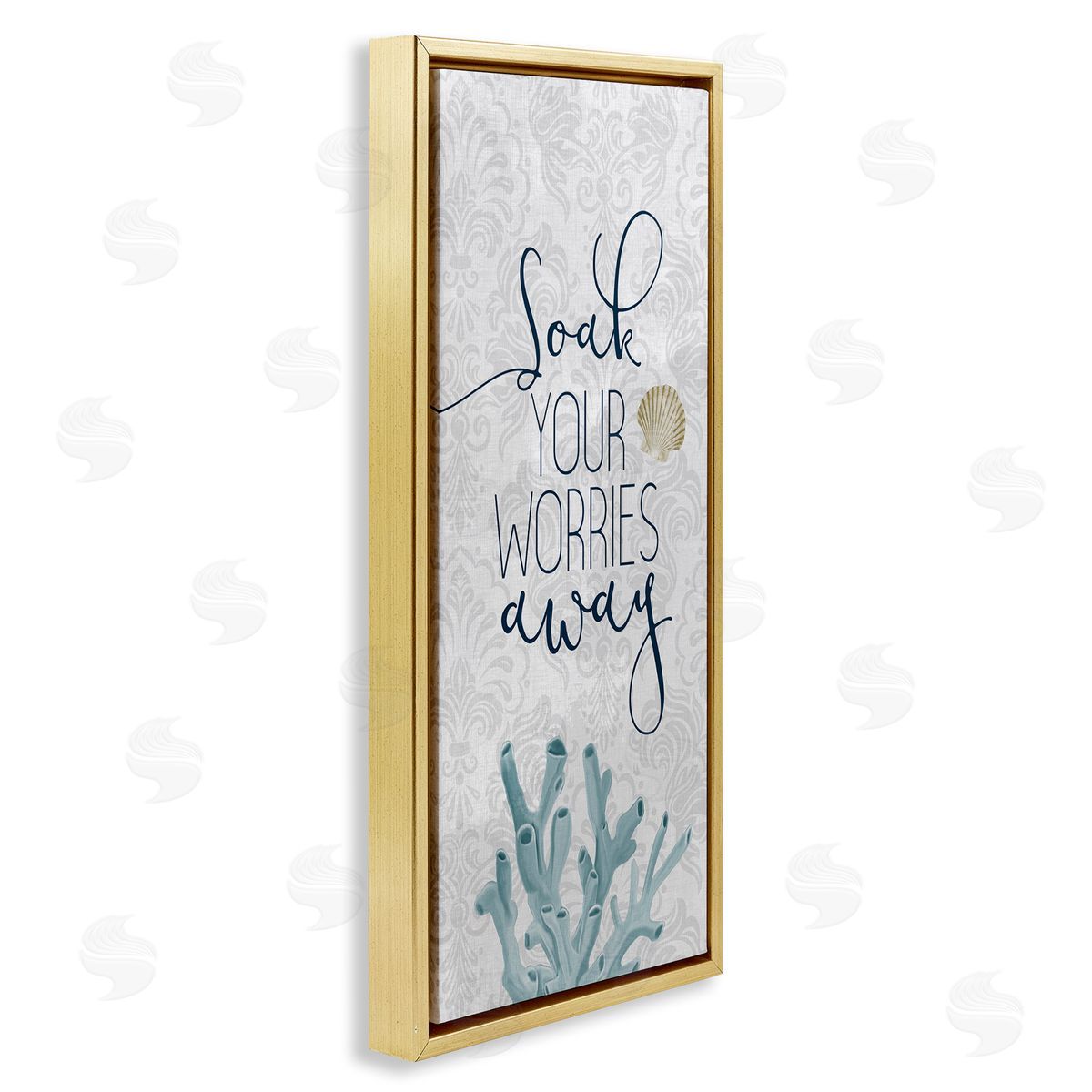 Kim Allen Soak Your Worries Away Phrase Blue Coral Bathroom Shell