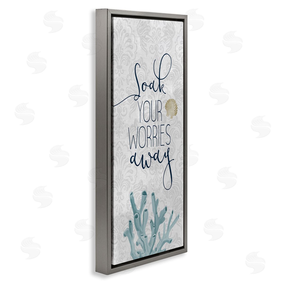 Kim Allen Soak Your Worries Away Phrase Blue Coral Bathroom Shell