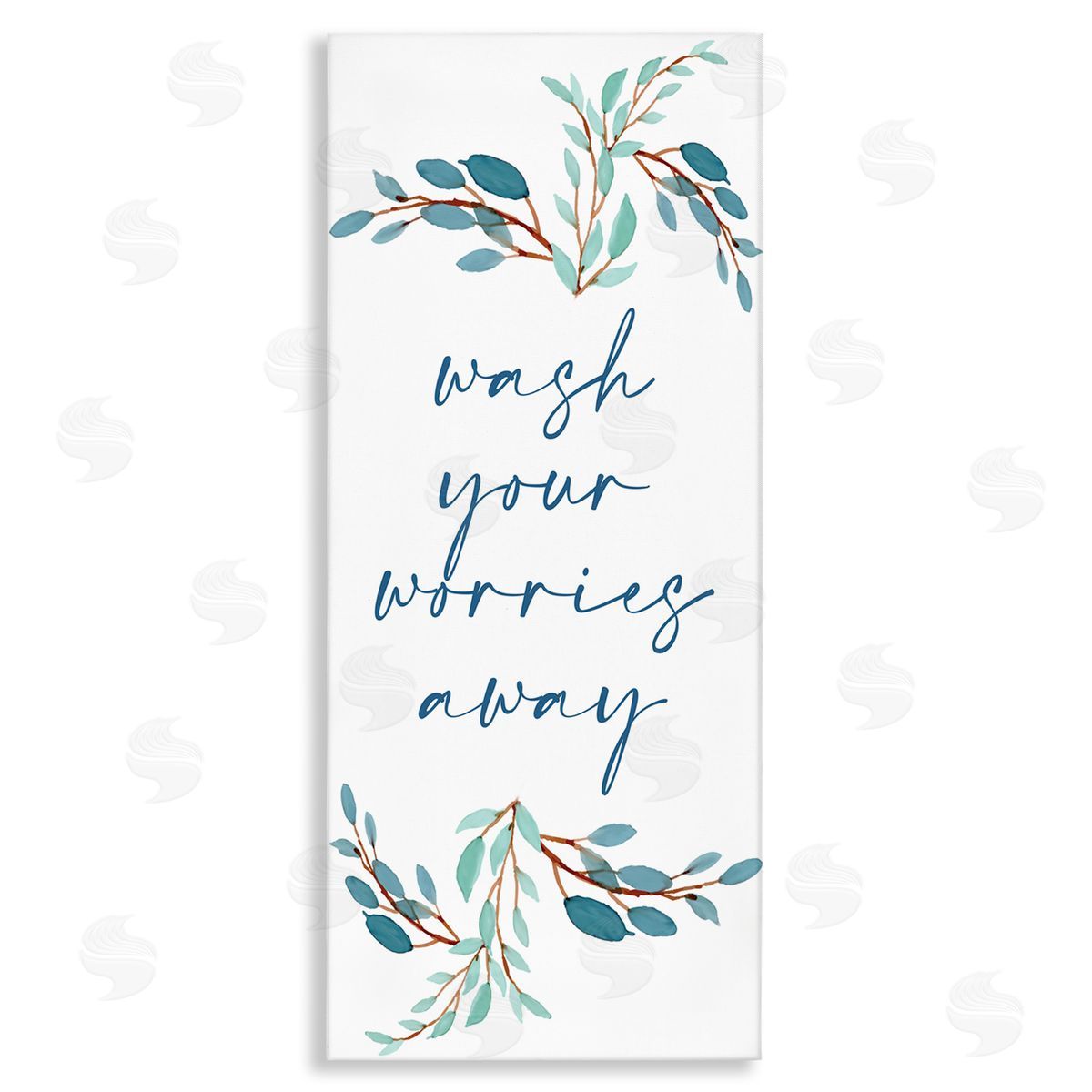 Kim Allen Wash Your Worries Away Bathroom Phrase Blue Plants