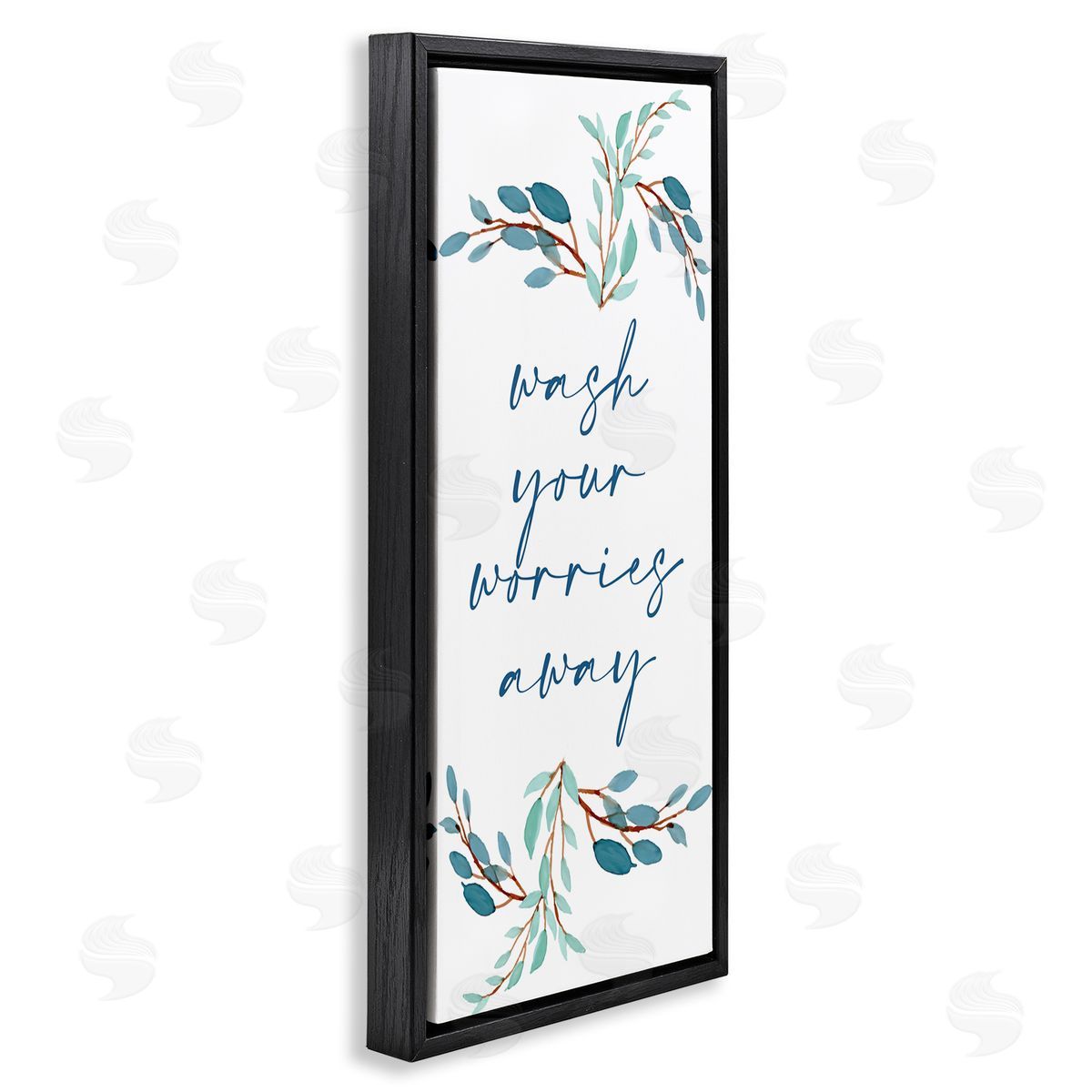 Kim Allen Wash Your Worries Away Bathroom Phrase Blue Plants