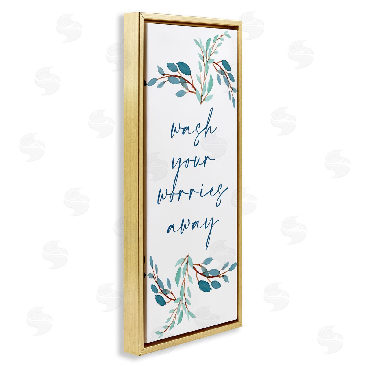 Kim Allen Wash Your Worries Away Bathroom Phrase Blue Plants