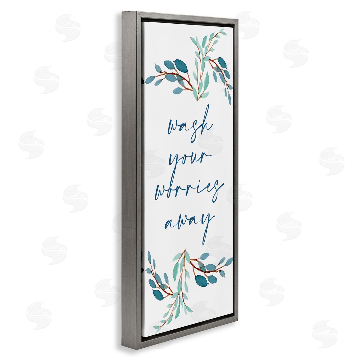Kim Allen Wash Your Worries Away Bathroom Phrase Blue Plants