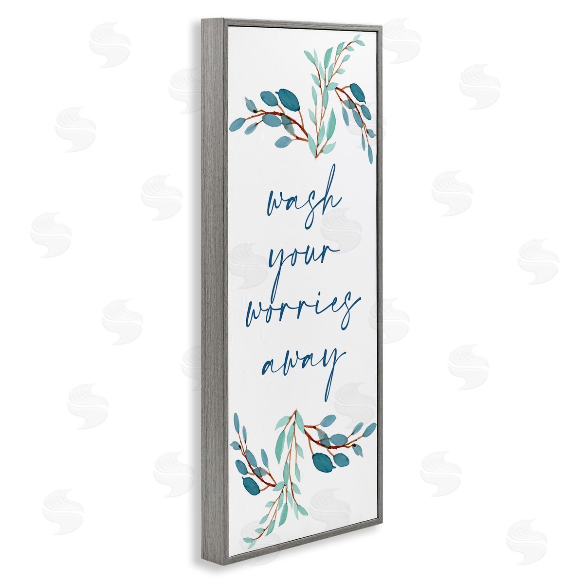 Kim Allen Wash Your Worries Away Bathroom Phrase Blue Plants