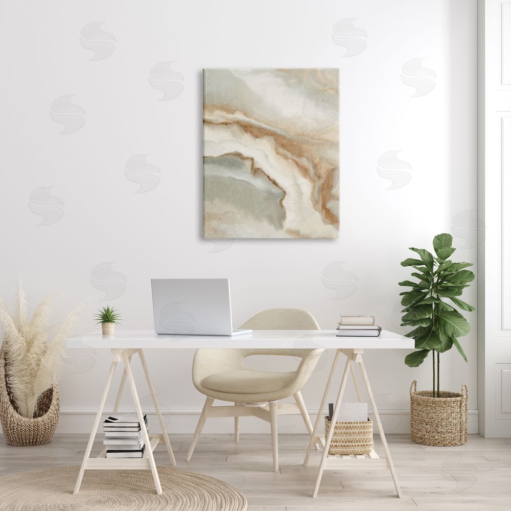 Kim Allen Abstract Stream Water Design Brown Beige Gray